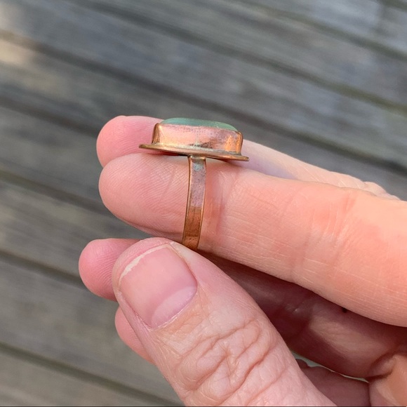 Gorgeous Genuine Sea Glass Pale Aqua Copper Ring - Picture 4 of 5